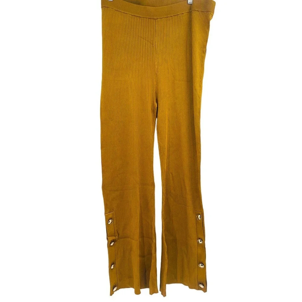 Good American Pants Size 4XL Plaited Rib Boss Flare Golden Rod Size 7